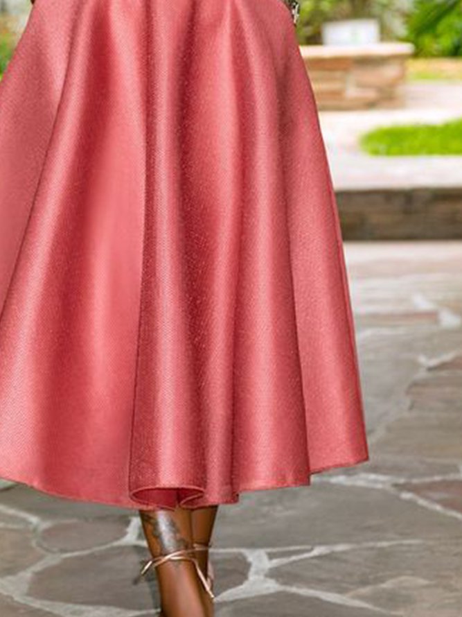 Robes Femmes Bloc de Couleur Été Élégant Polyester Quotidien Coupe Régulière Mi-longue Sans Manches Régulier