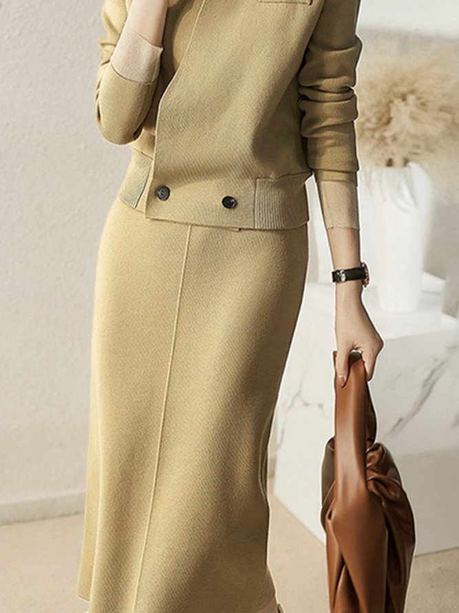Jupe Femmes Plain Hiver Urbain Acrylique Taille Haute Quotidien H-ligne Régulier Élasticité moyenne