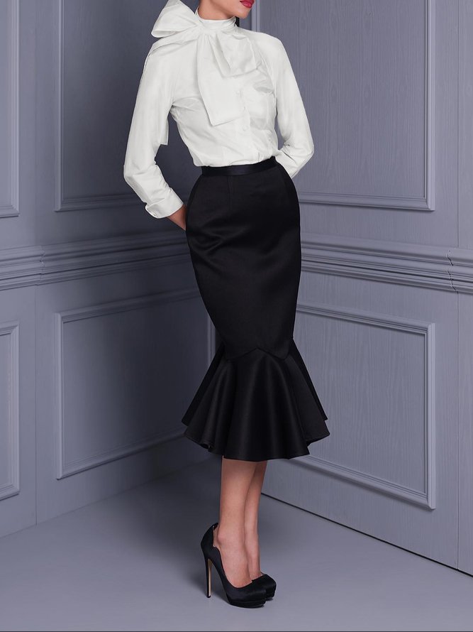 Blouse Plain Printemps Élégant Naturel Micro-élasticité Quotidien Col Rond Régulier Régulier pour Femmes