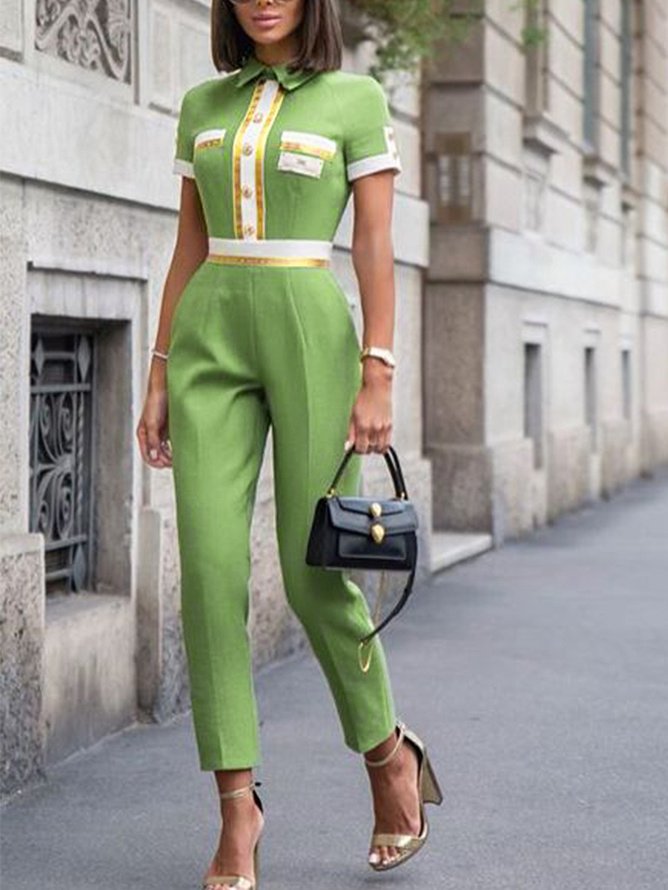 Blouses Bloc de Couleur Été Élégant Naturel Micro-élasticité Quotidien Coupe Régulière Régulier Col de Chemise pour Femmes