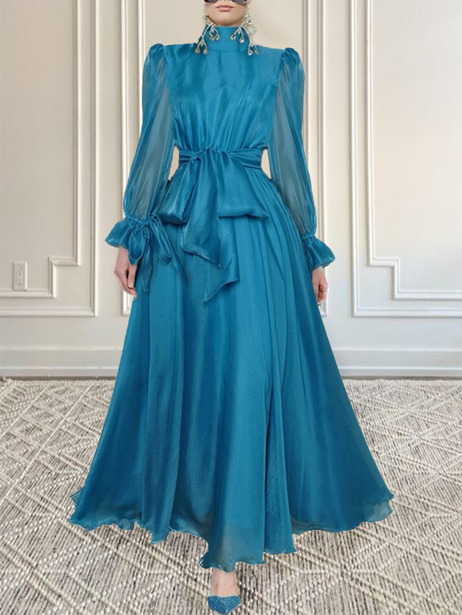 Mariage Robe & Fête Robe Plain Printemps Élégant Polyester Aucune élasticité Coupe Régulière 1 * robe Col Roulé Ligne X pour Femmes