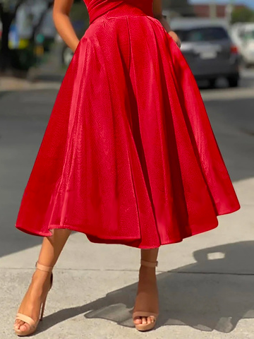 Mariage Robes Femmes Plain Été Élégant Aucune élasticité Quotidien Coupe Régulière Mi-longue à Épaules Dénudées Ligne X