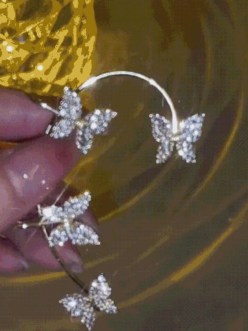 Alliage Avec Faux Diamant Papillon Manchette Boucles d'Oreilles