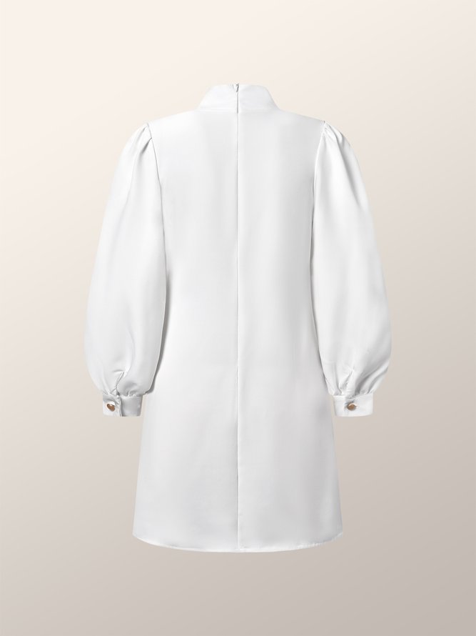 Robes Trapèzes Élégantes à Manches Longues et à Col Montant pour Automne