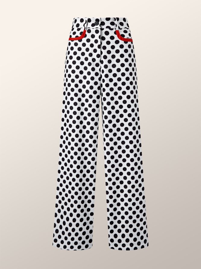 Pantalons à Pois Polka en Coupe Régulière