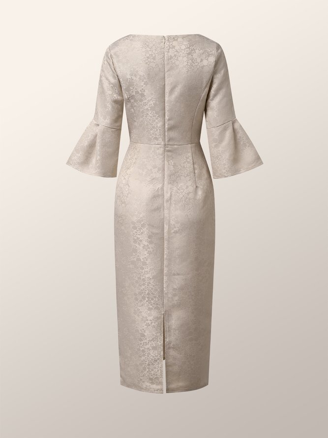 Plain Coupe Régulière Élégant Robe Mi-Longue