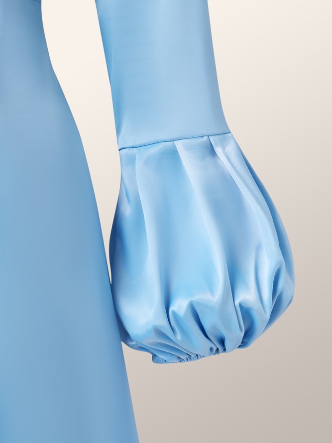 Élégant Trapèze Unicolore Col Rond Robe