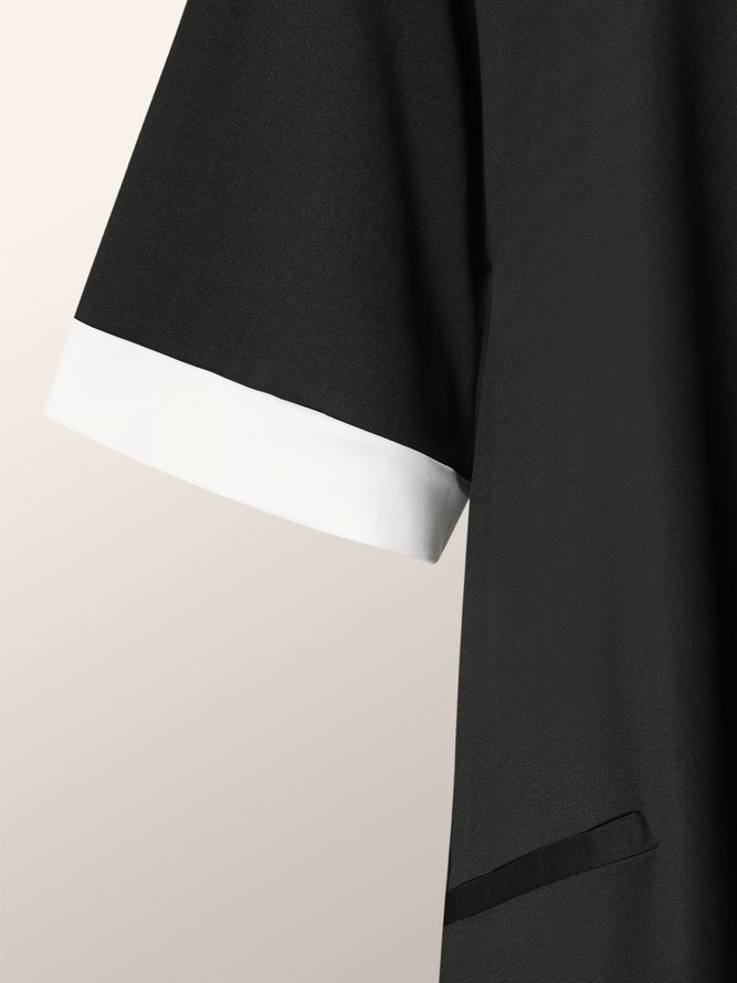 Mini Robe Unicolore Ample Décontractée avec Balançoire