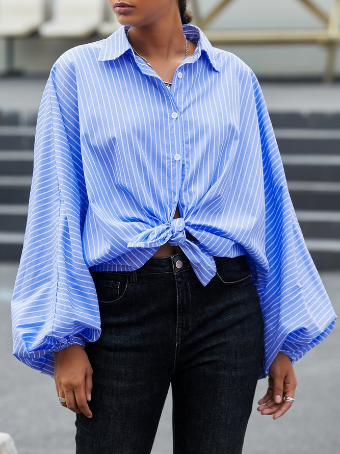 Automne Printemps Manches Longues Simple Droit Col de Chemise Quotidien Tops