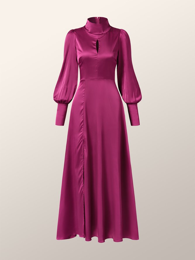 Élégant Fête Satin Col Montant Robe