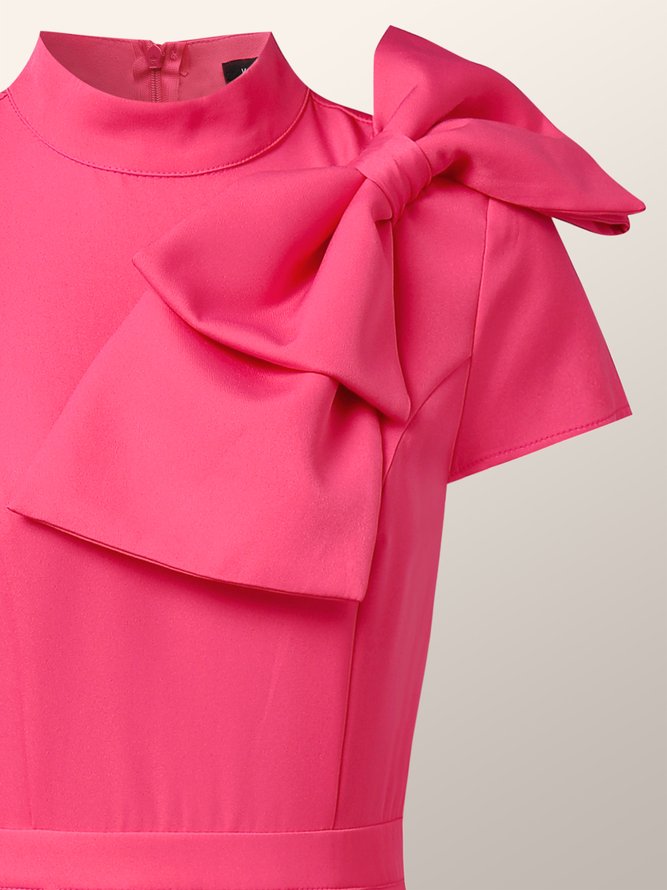 Été Léger Élé Manches Courtes Tissé Légèrement Extensible Robe
