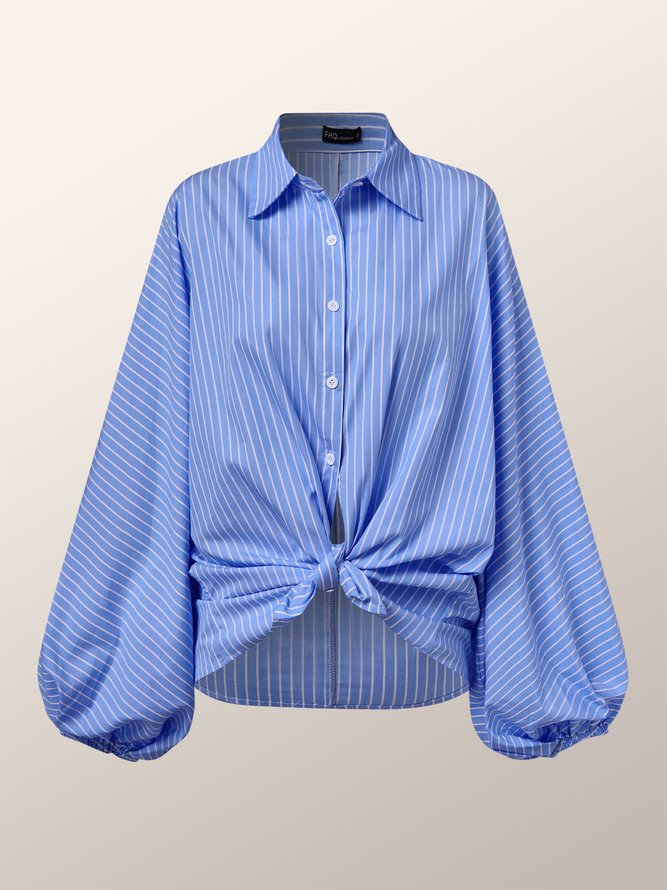 Automne Printemps Manches Longues Simple Droit Col de Chemise Quotidien Tops