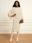 Pull Plain Automne Élégant Acrylique Poids lourd Quotidien Ample Régulier Droit pour Femmes