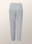 Mode Pantalons Plain Automne Urbain Polyester Taille Haute Micro-Élasticité Ample Faire la navette Pantalon droit pour Femmes