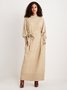 Robes Plain Hiver Élégant Naturel Poids lourd Micro-Élasticité Quotidien Ample Col Roulé pour Femmes