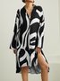 Robes Automne Chevron Vacances Naturel Quotidien Midi Bouton Manches longues Régulier pour Femme