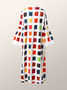 Robes Automne Colorblock Vacances Col en V Micro-élasticité Manches longues A-Line Régulier Autres pour Femme