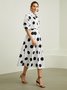 Robes Femmes Polka Dots Automne Urbain Polyester Micro-élasticité Regular Fit Midi Robe chemise à manches longues