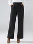 Mode Pantalons Plain Simple Automne Taille Haute Micro-élasticité Coupe Régulière Faire la navette Long Droit pour Femmes