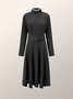 Robes Femmes Bloc de Couleur Hiver Élégant Polyester Naturel Mi-longue Manches Longues Col Roulé Régulier