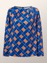 Blouse Femmes Géométrique Automne Urbain Micro-Élasticité Ample Jersey 1 * Top Manches Longues Régulier
