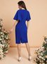 Robes Plaine Automne Élé Fermeture Éclair Pas d'élasticité Taille moyenne Manches courtes Col rond S-Line pour femme