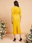Robes Color Block Automne Elé Micro-élasticité Navette Mi-Longue Col Ras Du Cou Jupe Hanche Régulière pour Femme