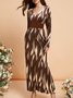Mariage Robe & Fête Robe Géométrique Printemps Élégant Velours Naturel Coupe Régulière Manches Longues Régulier Jupe hanche pour Femmes
