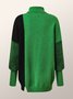 Pull Femmes Bloc de Couleur Printemps Urbain Ample Manches Longues Col Roulé Régulier Droit Régulier