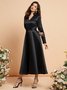 Mariage Robe & Fête Robe Femmes Plain Printemps Élégant Polyester Col V Aucune élasticité Vacances Coupe Régulière Ligne X