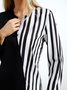 Blouse Rayé Printemps Urbain Polyester Quotidien Coupe Régulière Manches Longues Régulier H-ligne pour Femmes