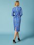 Robes Plaid Printemps Élégant Polyester Taille Haute Coupe Régulière Long Faire la navette S-ligne pour Femmes