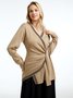 Pull Femmes Bloc de Couleur Hiver Urbain Polyester Col V à Haute Élasticité Ample Régulier H-ligne