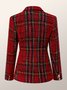 Blouson Rétro Hiver Plaid Naturel Aucune élasticité Quotidien Manches Longues x-ligne Régulier pour Femmes