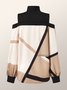 Tops Géométrique Printemps Urbain Polyester Quotidien Ample Col Roulé Droit Régulier pour Femmes