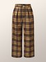 Mode Pantalons Plaid Printemps Élégant Quotidien Coupe Régulière en Laine Long adapté Droit pour Femmes