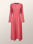 Robes Plain Printemps Élégant Aucune élasticité Quotidien Coupe Régulière Manches Longues Col Rond Régulier pour Femmes