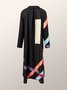 Robes Femmes Géométrique Simple Printemps Naturel Aucune élasticité Mi-longue Manches Longues Régulier Col de Chemise
