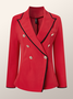 Blazer Bloc de Couleur Printemps Urbain Aucune élasticité Ample Manches Longues Régulier Ligne X Régulier pour Femmes
