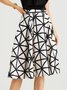 Jupes Géométrique Été Élégant Taille Haute Aucune élasticité Quotidien Coupe Régulière Mi-longue Trapèze pour Femmes