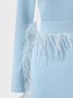 Mariage Robe & Fête Robe Plain Printemps Élégant Polyester Naturel Aucune élasticité Col Rond H-ligne Régulier pour Femmes