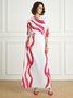 Jupes Femmes Printemps / Automne Urbain Abstrait Rayé Polyester Coupe Régulière Long Taille Moyenne Droit Régulier