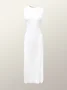 Robes Pulls Femmes Plain Automne Élégant Polyester à Haute Élasticité Sans Manches Col Rond Top Débardeur Trapèze