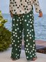 Mode Pantalons Pois Polka Printemps Élégant Polyester Taille Haute Aucune élasticité Quotidien Coupe Régulière Droit pour Femmes