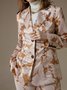 Blazers Floral Printemps / Automne Élégant Polyester Naturel Quotidien Coupe Régulière à Col Revers Ligne X pour Femmes
