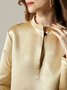 Robes Plain Printemps / Automne Urbain Polyester Col Montant Maxi Manches Longues Régulier Poche Couture pour Femmes