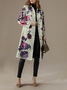 Manteaux de Tranchée Floral Printemps / Automne Élégant Polyester Naturel Quotidien Manches Longues Mi-long Droit pour Femmes