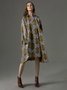 Robes Géométrique Printemps / Automne Urbain Polyester Taille Haute Coupe Régulière Court Col Rond Ligne X pour Femmes