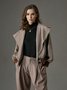Blousons Femmes Printemps / Automne Urbain Chevrons Polyester Micro-élasticité Quotidien Ample Col Châle Régulier