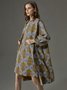 Robes Géométrique Printemps / Automne Urbain Polyester Taille Haute Coupe Régulière Court Col Rond Ligne X pour Femmes